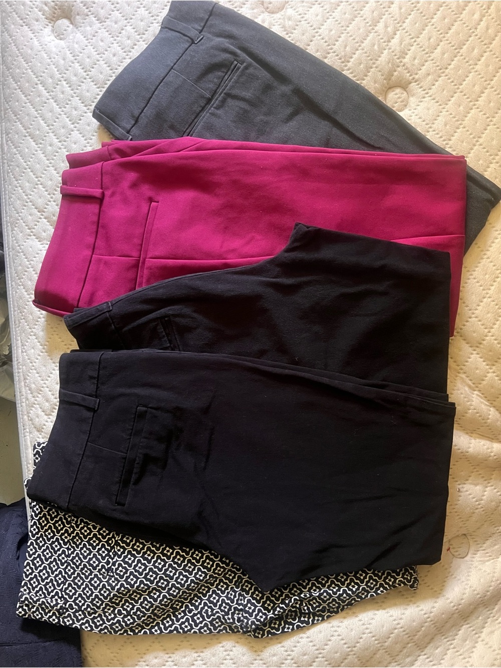 LOFT Ankle & Cropped Skinny Pants Bundle in Black, Fuchsia, Gray, and Pattern